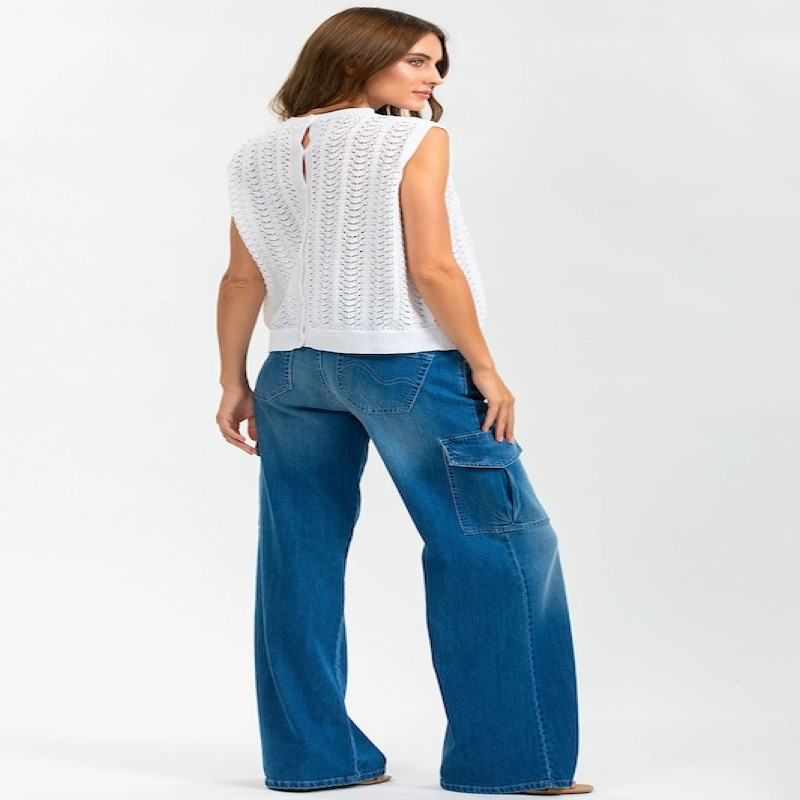 Made in Italy Wide Leg Maternity Jeans with Side Pockets